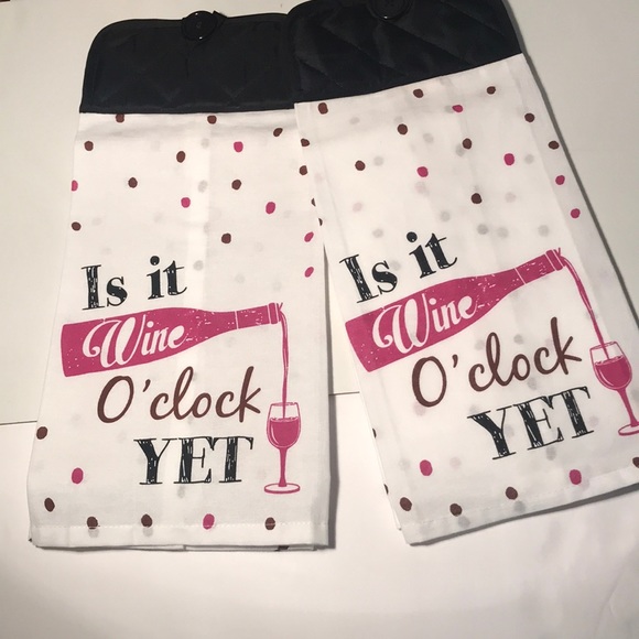 Host Pick ✨Oven Hanging Wine O’clock Kitchen Towels🍷 - Picture 2 of 8